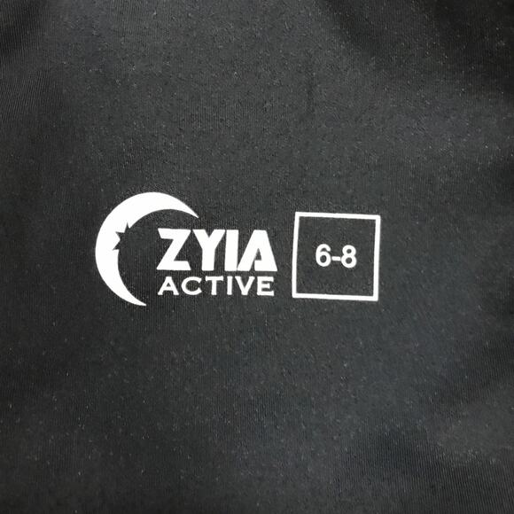 Zyia Active Leopard Striped Black Side Pockets Capri Leggings 6-8 - Picture 3 of 4